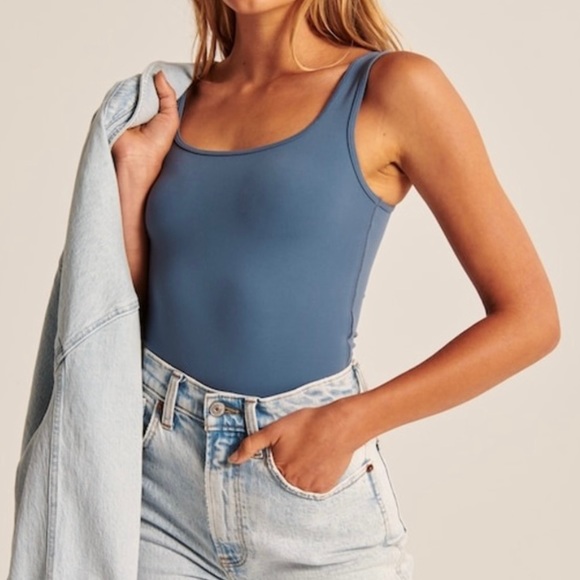 Abercrombie & Fitch Tops Af Blue Seamless Tank Bodysuit Poshmark